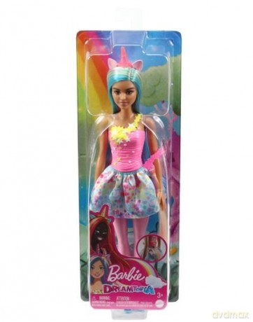 Lalka Jednorożec niebiesko-różowa Barbie Dreamtopia