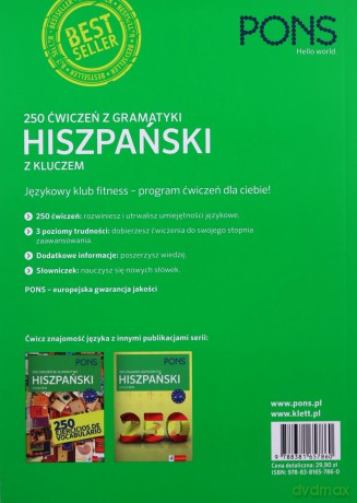 250 ćwiczeń z gramatyki hiszpańskiej z kluczem na poziomie A1-B2 [KSIĄŻKA]