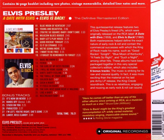 Elvis Presley: A Date With Elvis + Elvis Is Back! [CD]