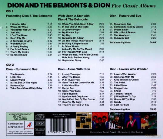 Dion And The Belmonts & Dion: Five Classic Albums [2CD]