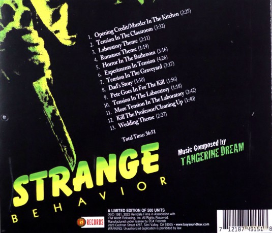 Tangerine Dream: Strange Behavior [CD]