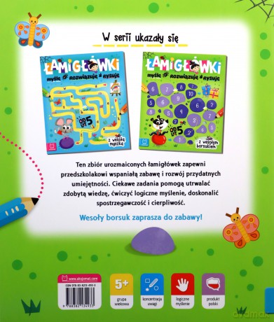 Łamigłówki z wesołym borsukiem. Myślę, rozwiązuję, rysuję [KSIĄŻKA]