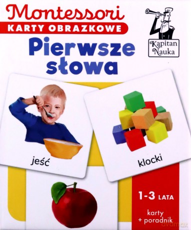 Montessori. Karty obrazkowe Pierwsze słowa (1-3 lata). Kapitan Nauka - Katarzyna Dołhun [KSIĄŻKA]