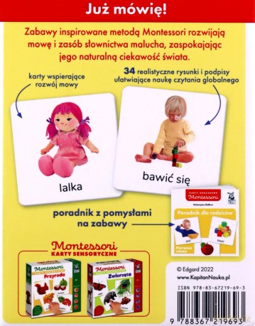 Montessori. Karty obrazkowe Pierwsze słowa (1-3 lata). Kapitan Nauka - Katarzyna Dołhun [KSIĄŻKA]