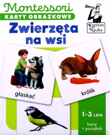 Montessori. Karty obrazkowe Zwierzęta na wsi (1-3 lata). Kapitan Nauka - Katarzyna Dołhun [KSIĄŻKA]