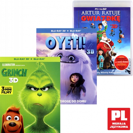 Zimowa Kolekcja 3D: Artur ratuje gwiazdkę / O Yeti! / Grinch [3xBlu-Ray 3D]+[2xBlu-Ray]