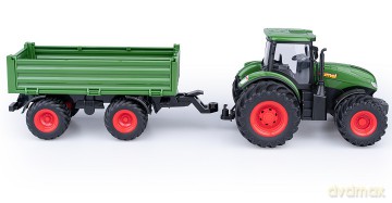 Traktor Rc + Przyczepa Zdalnie sterowany Zielony