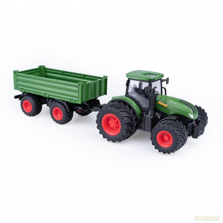 Traktor Rc + Przyczepa Zdalnie sterowany Zielony