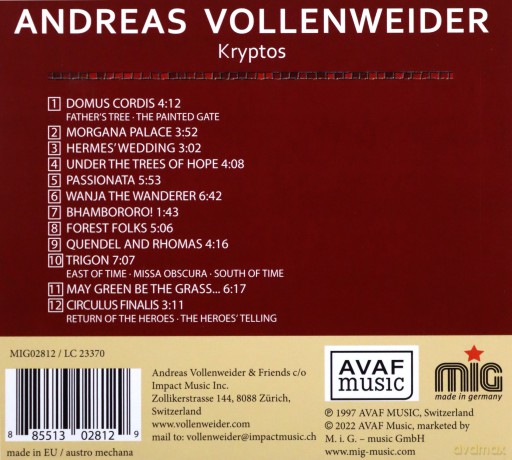 Andreas Vollenweider: Kryptos (digipack) [CD]