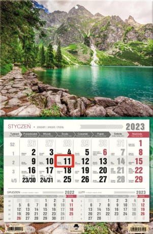 Kalendarz 2023 trójdzielny jednodzielny Tatry [KALENDARZ]