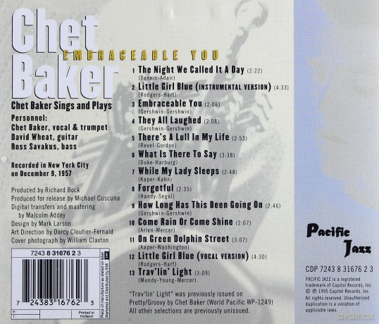 Chet Baker: Embraceable You [CD]
