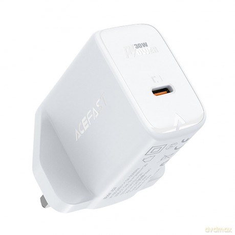 Acefast ładowarka sieciowa GaN (wtyczka UK) USB Typ C 30W, Power Delivery, PPS, Q3 3.0, AFC, FCP biały (A24 UK white)