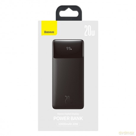 Baseus Bipow powerbank z szybkim ładowaniem 10000mAh 20W czarny (Overseas Edition) + kabel USB-A - Micro USB 0.25m czarny (PPBD050301)