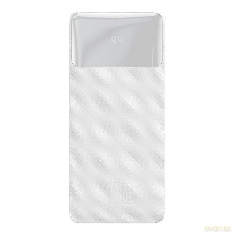 Baseus Bipow powerbank z wyświetlaczem 10000mAh 15W biały (Overseas Edition) + kabel USB-A - Micro USB 0.25m biały (PPBD050002)