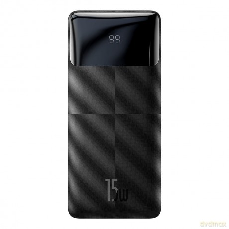 Baseus Bipow powerbank z wyświetlaczem 10000mAh 15W czarny (Overseas Edition) + kabel USB-A - Micro USB 0.25m czarny (PPBD050001)