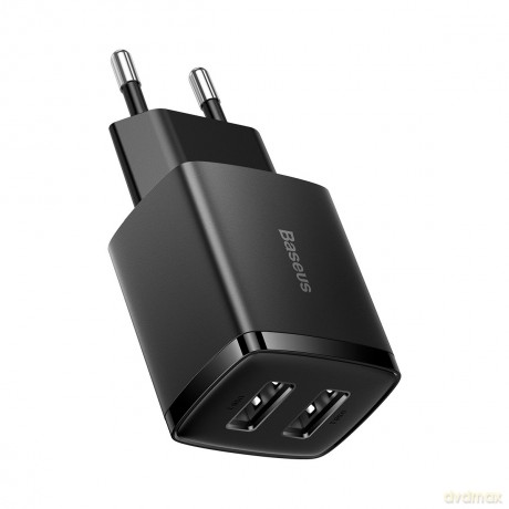 Baseus Compact ładowarka sieciowa 2x USB 10.5W czarny (CCXJ010201)
