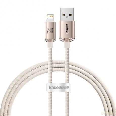 Baseus Crystal Shine Series kabel USB - Lightning 2,4A 20W 1,2m różowy (CAJY001104)