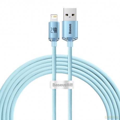 Baseus Crystal Shine Series kabel USB - Lightning 2,4A 20W 2m niebieski (CAJY001203)