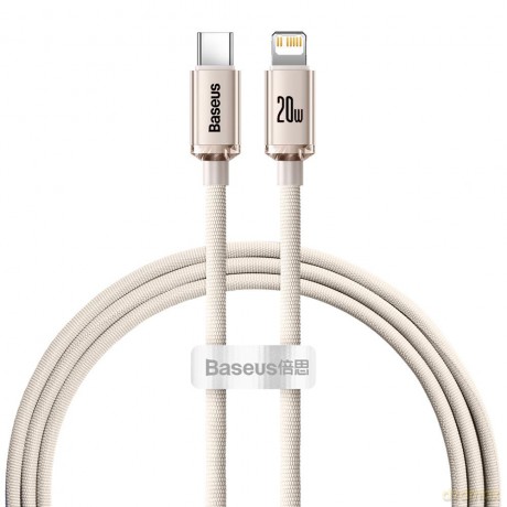 Baseus Crystal Shine Series kabel USB Typ C - Lightning szybkie ładowanie Power Delivery 20W 1,2m różowy (CAJY001304)