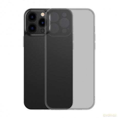 Baseus Frosted Glass Case etui pokrowiec do iPhone 13 Pro Max sztywna obudowa z żelową ramką czarny (ARWS001101)