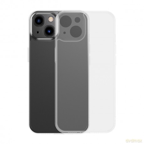 Baseus Frosted Glass Case etui pokrowiec do iPhone 13 sztywna obudowa z żelową ramką przezroczysty (ARWS000602)