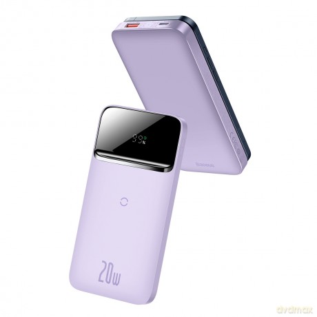 Baseus Magnetic powerbank 10000mAh 20W 2022 Edition + kabel USB - USB Typ C fioletowy (PPCX010105)