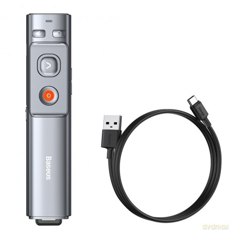 Baseus Orange Dot wskaźnik laserowy pilot do prezentacji PC z wbudowanym akumulatorem szary (WKCD000013)