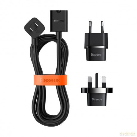 Baseus PowerCombo kabel/przedłużacz z mini listwą zasilającą 1m czarny (adapter sieciowy EU i UK)(PSMN000301)