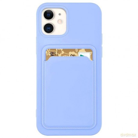 Card Case silikonowe etui portfel z kieszonką na kartę dokumenty do iPhone 13 Pro Max fioletowy