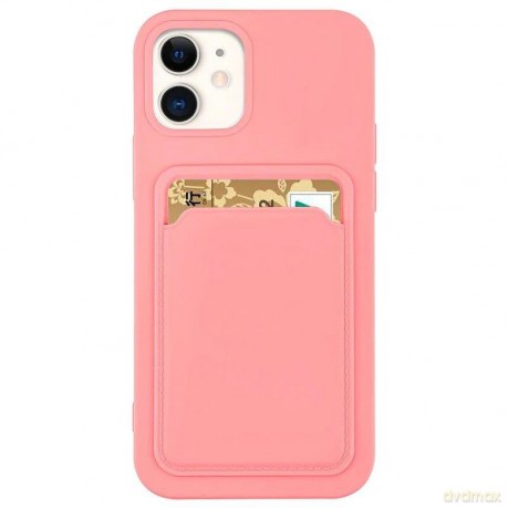 Card Case silikonowe etui portfel z kieszonką na kartę dokumenty do iPhone 13 różowy