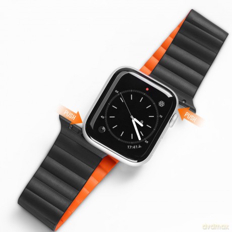 Dux Ducis Magnetic Strap pasek Apple Watch Ultra bransoletka magnetyczna opaska czarno-pomarańczowy (Chain Version)