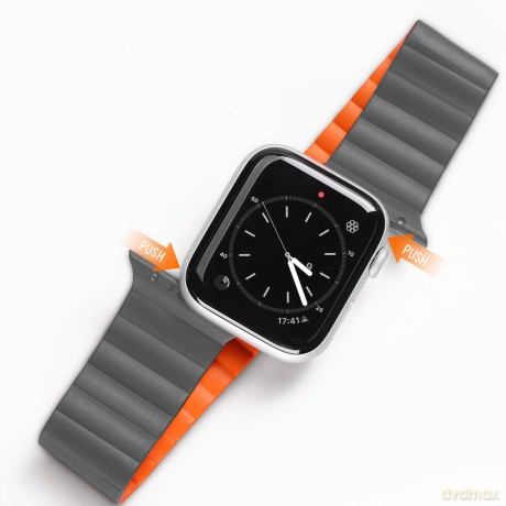 Dux Ducis Magnetic Strap pasek Apple Watch Ultra bransoletka magnetyczna opaska szaro-pomarańczowy (Chain Version)
