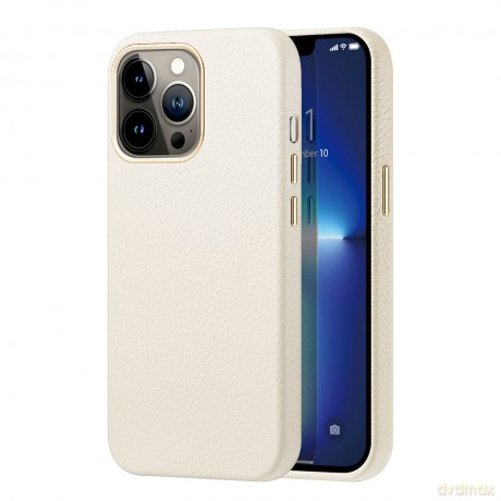 Dux Ducis Roma skórzane etui do iPhone 13 Pro elegancki pokrowiec z naturalnej skóry biały