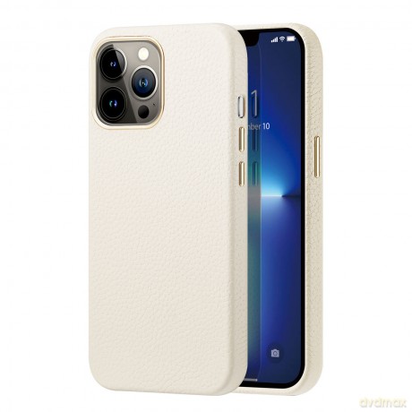 Dux Ducis Roma skórzane etui do iPhone 13 Pro Max elegancki pokrowiec z naturalnej skóry biały