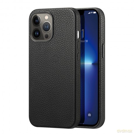 Dux Ducis Roma skórzane etui do iPhone 13 Pro Max elegancki pokrowiec z naturalnej skóry czarny