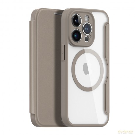 Dux Ducis Skin X Pro etui iPhone 14 Pro magnetyczny pokrowiec MagSafe z klapką beżowy