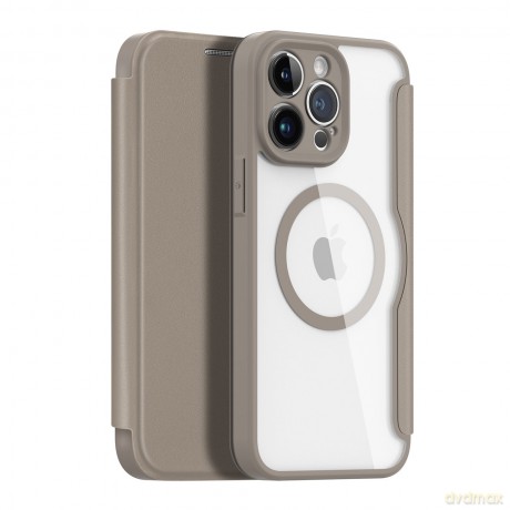 Dux Ducis Skin X Pro etui iPhone 14 Pro Max magnetyczny pokrowiec MagSafe z klapką beżowy
