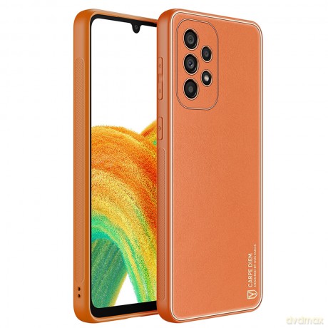 Dux Ducis Yolo eleganckie etui pokrowiec ze skóry ekologicznej Samsung Galaxy A33 5G pomarańczowy