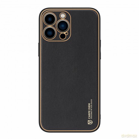 Dux Ducis Yolo etui iPhone 14 Pro elegancki pokrowiec ze skóry ekologicznej czarny