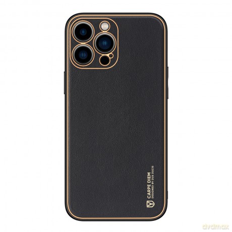 Dux Ducis Yolo etui iPhone 14 Pro Max elegancki pokrowiec ze skóry ekologicznej czarny