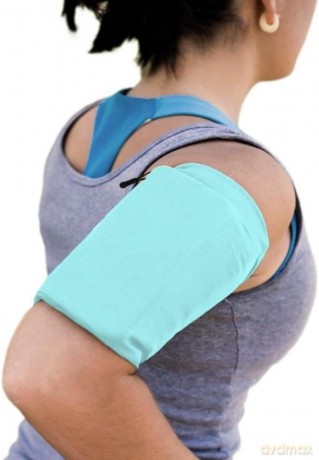 Elastyczny materiałowy armband opaska na ramię do biegania fitness L niebieska