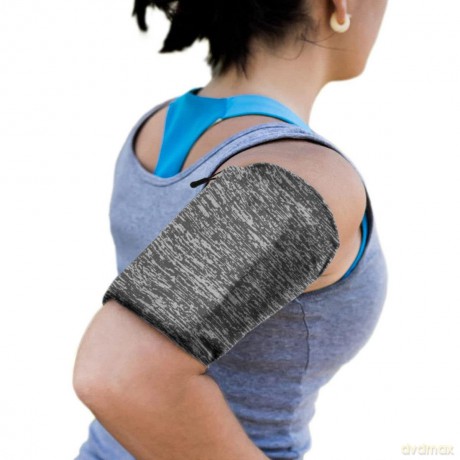 Elastyczny materiałowy armband opaska na ramię do biegania fitness L szara