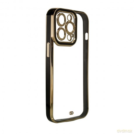 Fashion Case etui do iPhone 12 Pro Max żelowy pokrowiec ze złotą ramką czarny