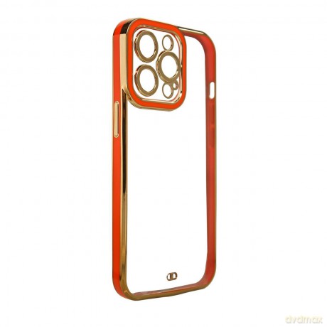 Fashion Case etui do iPhone 12 Pro żelowy pokrowiec ze złotą ramką czerwony