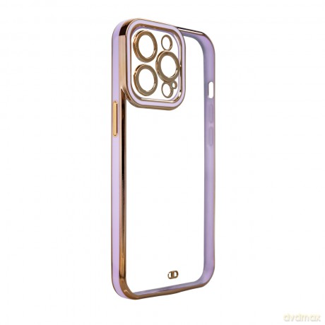 Fashion Case etui do iPhone 13 Pro Max żelowy pokrowiec ze złotą ramką fioletowy