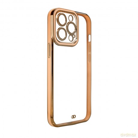Fashion Case etui do iPhone 13 Pro Max żelowy pokrowiec ze złotą ramką złoty