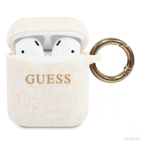 Guess GUACCSILGLWH AirPods cover biały/white Silicone Glitter