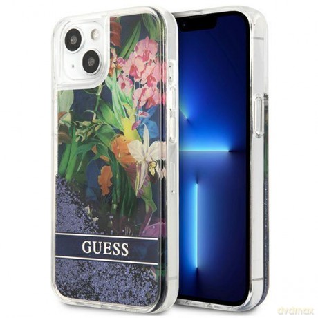 Guess GUHCP13MLFLSB iPhone 13 6,1" niebieski/blue hardcase Flower Liquid Glitter