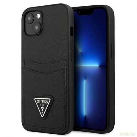 Guess GUHCP13MPSATPK iPhone 13 6,1" czarny/black hardcase SaffianoTriangle Logo Cardslot