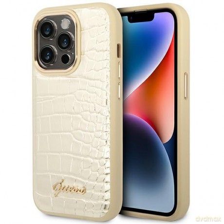 Guess GUHCP14LHGCRHD iPhone 14 Pro 6,1" złoty/gold hardcase Croco Collection